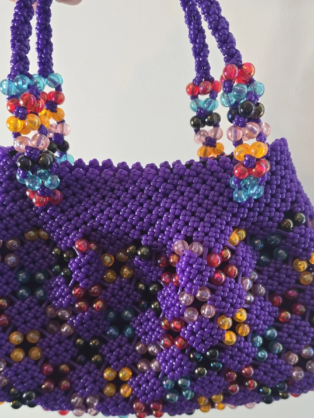 Vintage Handcrafted Purple Beaded Women’s Purse - Picture 6 of 6